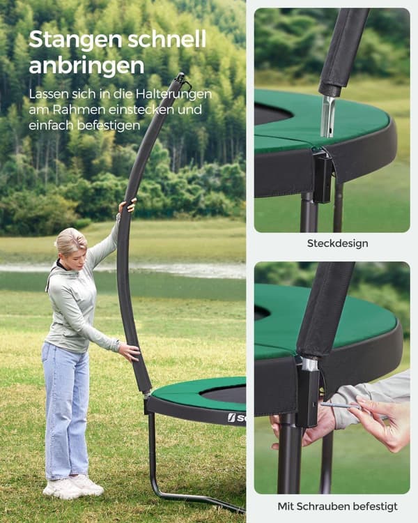 Trampoliini  Songmics, Ø 427 cm sisäverkolla musta-tummanvihreä