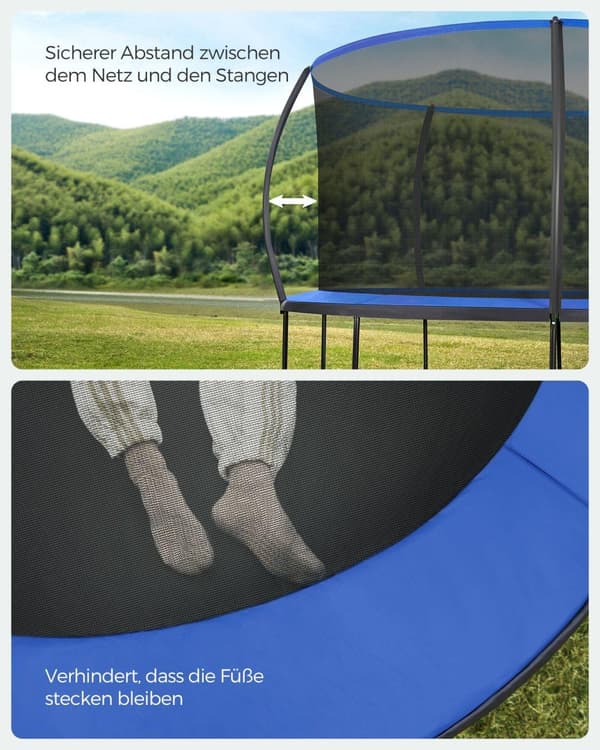 Trampolin Ø 427 cm med innernät svart-blå