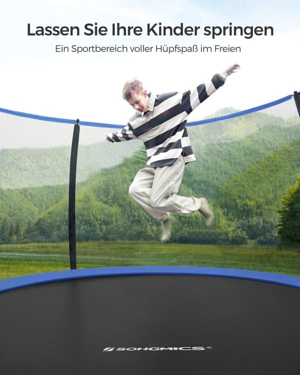 Trampolin Ø 427 cm med innernät svart-blå