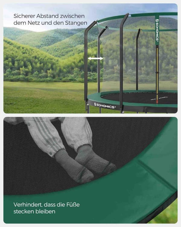 Trampolin Songmics, 305 cm svart-mörkgrön