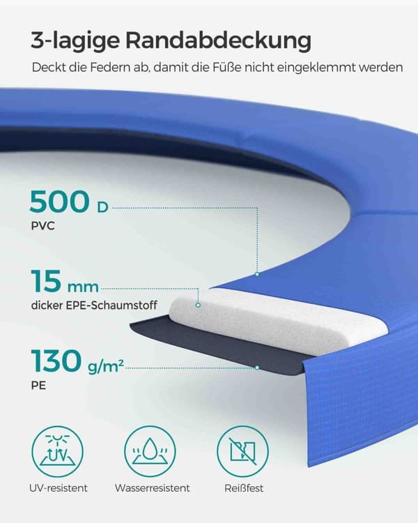 Trampolin Ø 305 cm svart-blå