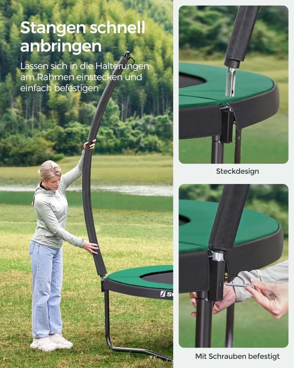 Trampolin Ø 244 cm med invändigt nät svart-mörkgrön