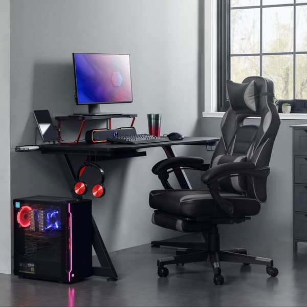 Pelituoli pöytätuoli jalkatuella, toimistotuoli pääntuella ja lantiotyynyllä, korkeussäädettävä, ergonominen, 90-135° kallistuskulma, kuormitus 150 k
