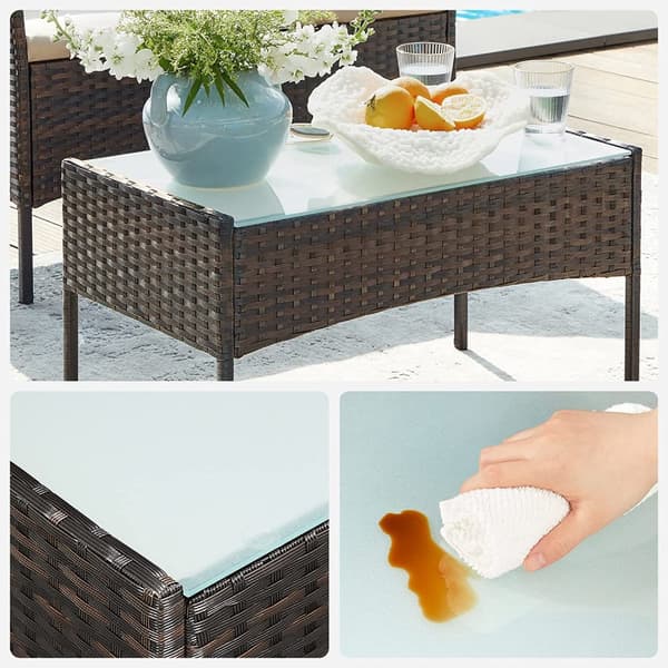 GGF004K05 Trädgårdsmöbelset för balkong PE Polyrattan Loungeset Utemöbler utomhus för uteplats Balkong Trädgård Brun Taupe