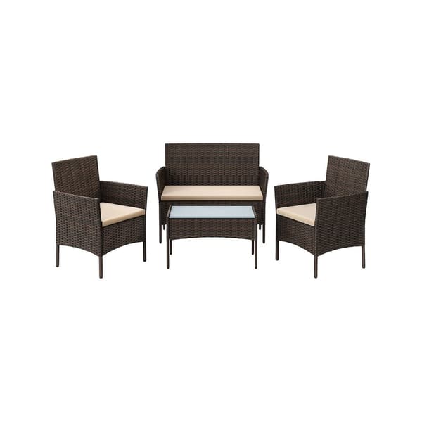GGF004K05 Trädgårdsmöbelset för balkong PE Polyrattan Loungeset Utemöbler utomhus för uteplats Balkong Trädgård Brun Taupe