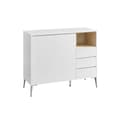Miniatyrbillede 1 af 6: Skænk, opbevaringsskab, med døre og højdejusterbar hylde, 3 skuffer, åbent rum, moderne, 40 x 103,5 x 85 cm, til stue, køkken, arbejdsværelse, Cloud