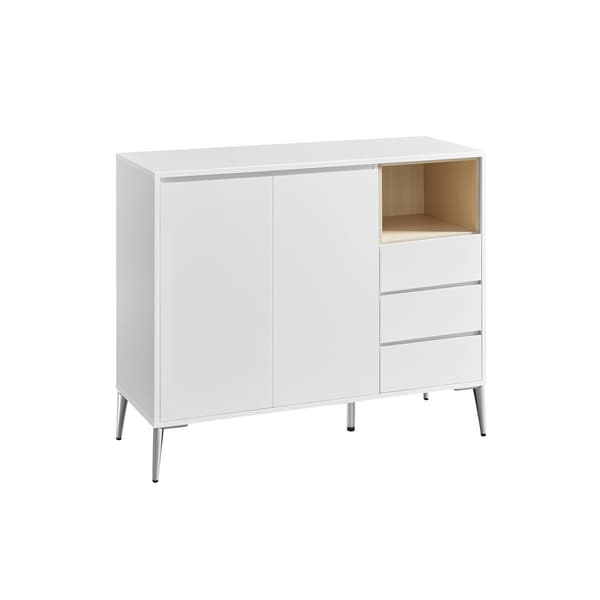 Sideboard, förvaringsskåp, med dörrar och höjdjusterbart hyllplan, 3 lådor, öppet fack, modern, 40 x 103,5 x 85 cm, för vardagsrum, kök, arbetsrum, m
