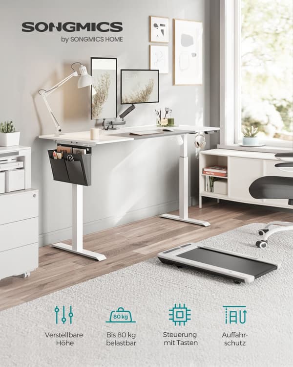 Höj- och sänkbart elektriskt skrivbord basic vit-dov grey