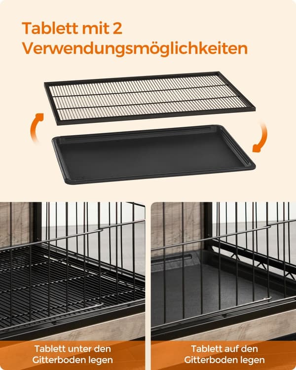Hundebur med aftagelig bakke
