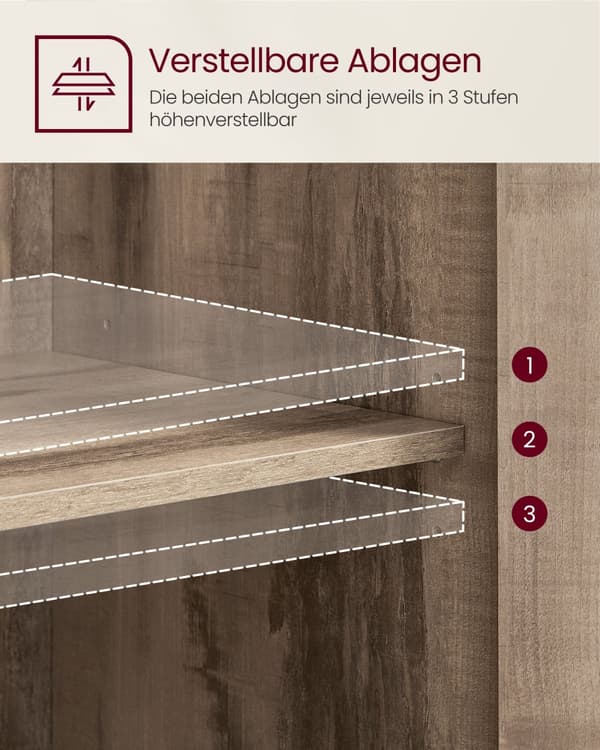 Sideboard med glasdörrar camel brown-ink black