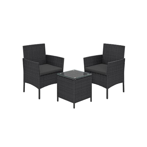 Trädgårdsmöbelset av PE-polyrattan svart-grå