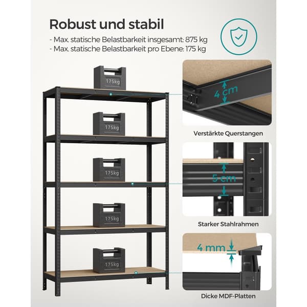 Set med 2 källarhyllor 200 cm höga svart