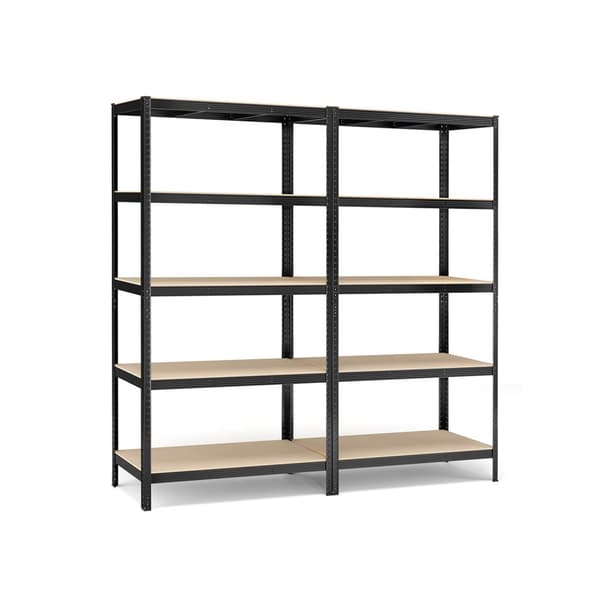 Set med 2 källarhyllor 200 cm höga svart