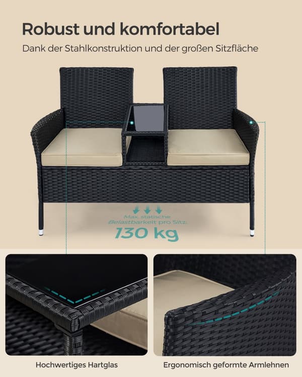 Altanmøbler af PE-polyrattan med bord