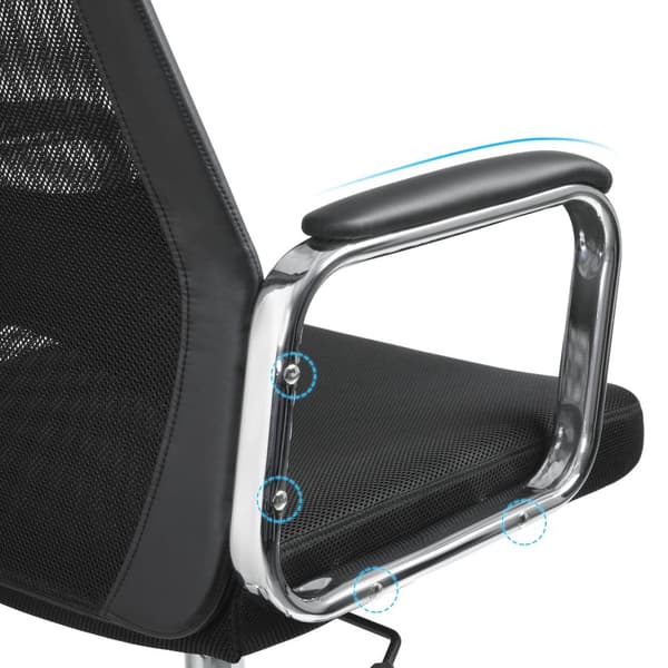 Kontorstol Mesh skrivebordsstol Ergonomisk computerstol Åndbar ryg med hoved- og lændestøtte Højdejusterbar op til 140 kg Sort OBN33BK