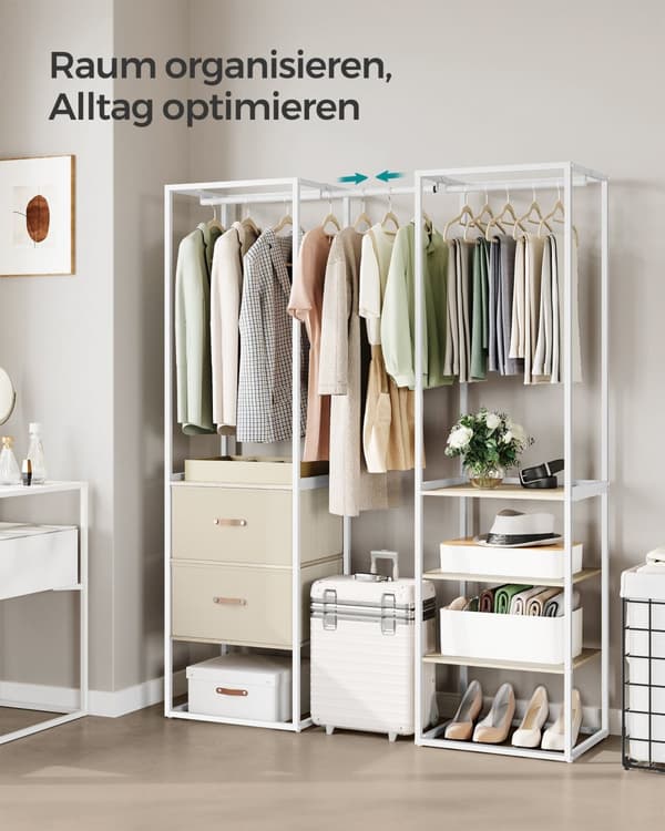 Vaateteline, jossa 2 laatikkoa luonnollinen beige