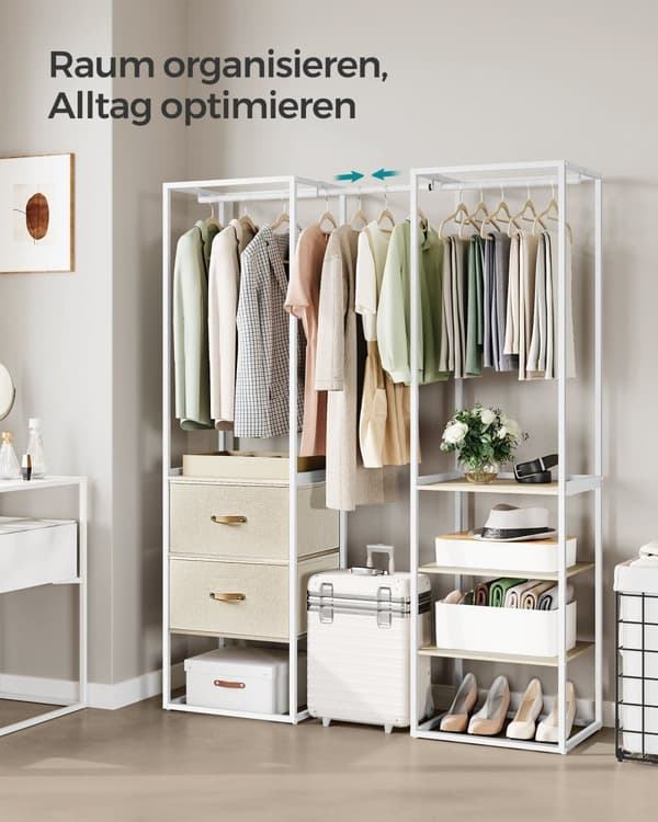 Vaateteline, jossa 2 laatikkoa luonnollinen beige