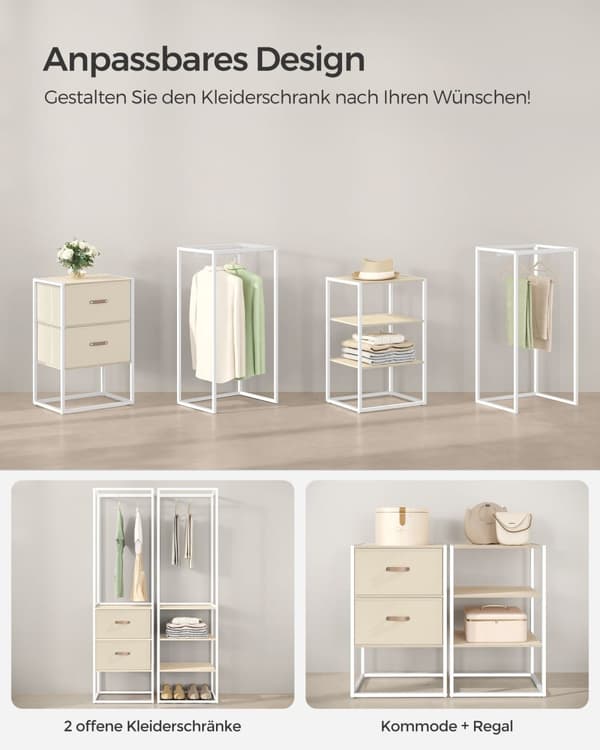 Vaateteline, jossa 2 laatikkoa luonnollinen beige