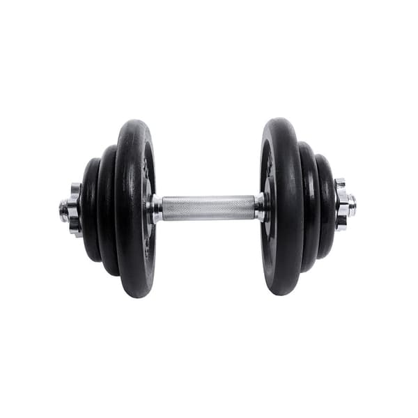 Sæt med 2 støbejernshåndvægte, 2 x 20 kg vægtskiver, justerbare til mænd og kvinder, stålgreb, fitnesstræning, vægtløftning, hjemmegym, sort SYL40T
