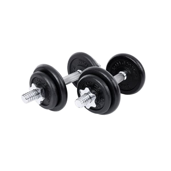 Set med 2 hantlar i gjutjärn, 2 x 20 kg viktplattor, justerbara för män och kvinnor, stålhandtag, fitnessträning, tyngdlyftning, hemmagym, svart SYL4
