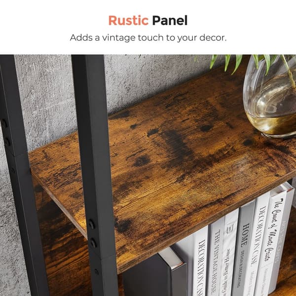 Bogreol, bogreol med 14 opbevaringshylder, metalramme, stue, studie, kontor, industriel stil, 158 x 24 x 166 cm, rustik brun og sort LLS107B01