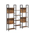 Miniatyrbillede 1 af 6: Bogreol, bogreol med 14 opbevaringshylder, metalramme, stue, studie, kontor, industriel stil, 158 x 24 x 166 cm, rustik brun og sort LLS107B01