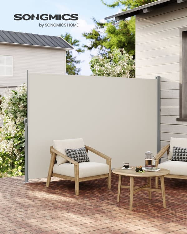 180 x 350 cm (H x L), sidomarkis för balkong och terrass, insynsskydd, solskydd, sidomarkis, Taupe GSA185T02