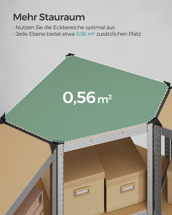 Hörnhyllset 4 nivåer av metall silver-naturlig beige
