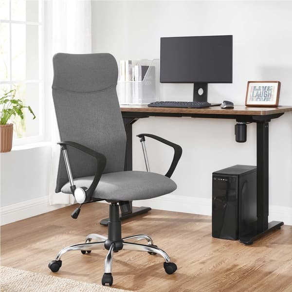 OBN034G01 Kontorsstol Ergonomisk snurrstol Vadderad sits Tygöverdrag Höjdjusterbar och vinklingsbar upp till 120 kg lastkapacitet Grå
