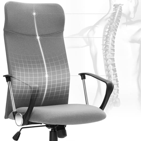 OBN034G01 Kontorsstol Ergonomisk snurrstol Vadderad sits Tygöverdrag Höjdjusterbar och vinklingsbar upp till 120 kg lastkapacitet Grå