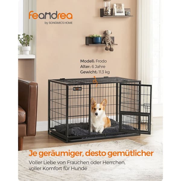 Kraftigt og transportabelt hundebur 92,5 x 57,5 x 64 cm sort