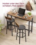 Miniatyrbillede 4 af 6: Sæt med 2 barstole 39 x 39 x 100 cm med fodstøtte PU-betræk Nem montering til spisestue, køkken og bar Vintage Brown Black LBC069B81V1