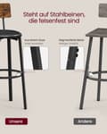 Miniatyrbillede 2 af 6: Sæt med 2 barstole 39 x 39 x 100 cm med fodstøtte PU-betræk Nem montering til spisestue, køkken og bar Vintage Brown Black LBC069B81V1