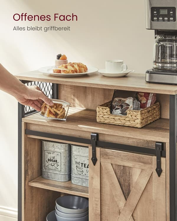 Skænk med skydedør i landlig stil eg-brun-sort