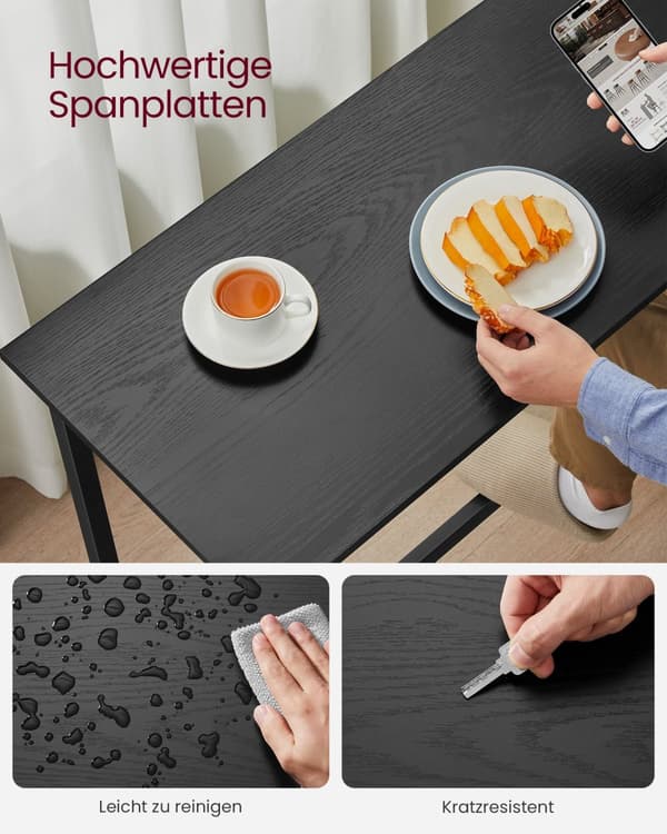 Ruokapöydän setti, baaripöytä ja jakkarat, aamiaisbaaripöytä ja 2 baarijakkaraa, teollinen teräsrunko, Ebony Black ja Ink Black LBT218B56