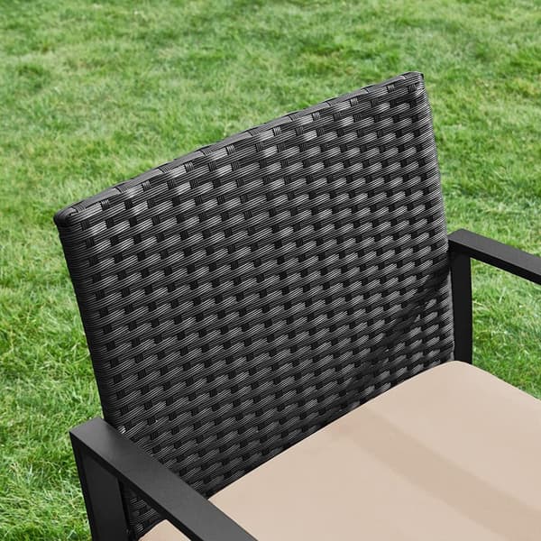 GGF010M05 Balkonhavemøbelsæt, PE polyrattan loungesæt, bord og 2 stole, havemøbler, nem montering, udendørs, til terrasse, altan, have, sort/beige