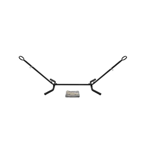 Hängmatta med stativ, 210 x 150 cm hängmatta, 5 justerbara höjder, bärbar hängmatta med metallram, lastkapacitet 240 kg, uteplats, trädgård, gård, sv