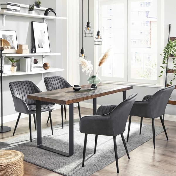 Matstol, Fåtölj, Stoppad stol med armstöd, Metallben, Sammetsklädsel, Sittbredd 49 cm, Max. 110 kg - för arbetsrum, vardagsrum, sovrum