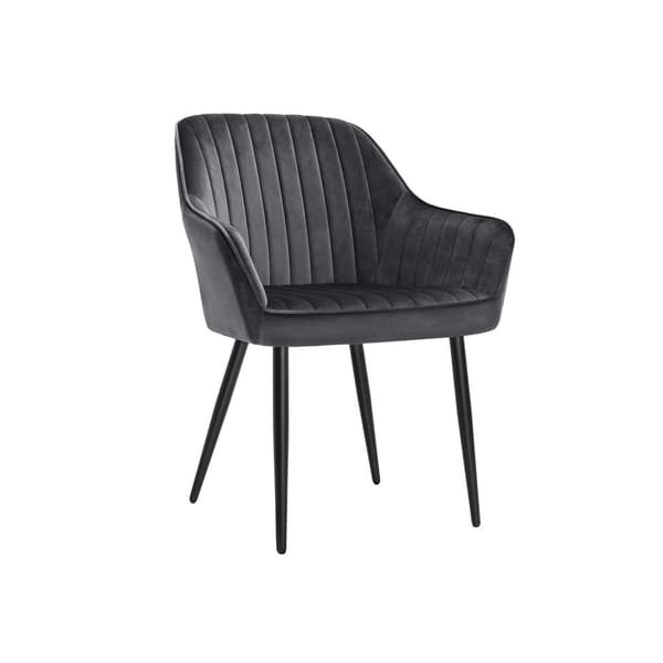 Matstol, Fåtölj, Stoppad stol med armstöd, Metallben, Sammetsklädsel, Sittbredd 49 cm, Max. 110 kg - för arbetsrum, vardagsrum, sovrum