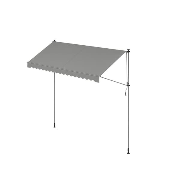 Klämbar markis med handvev 350 x 120 cm grå