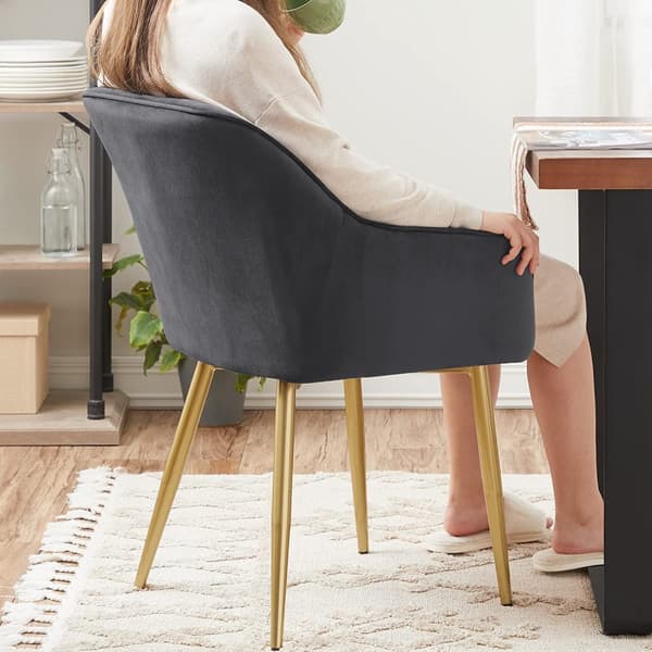 Matstol, Fåtölj, Stoppad stol med armstöd, Metallben, Sammetsklädsel, Sittbredd 49 cm, Max. 110 kg - för arbetsrum, vardagsrum, sovrum
