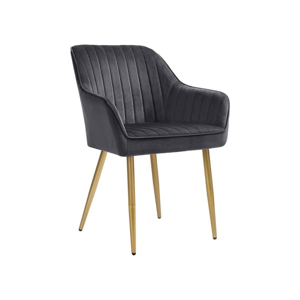 Matstol, Fåtölj, Stoppad stol med armstöd, Metallben, Sammetsklädsel, Sittbredd 49 cm, Max. 110 kg - för arbetsrum, vardagsrum, sovrum