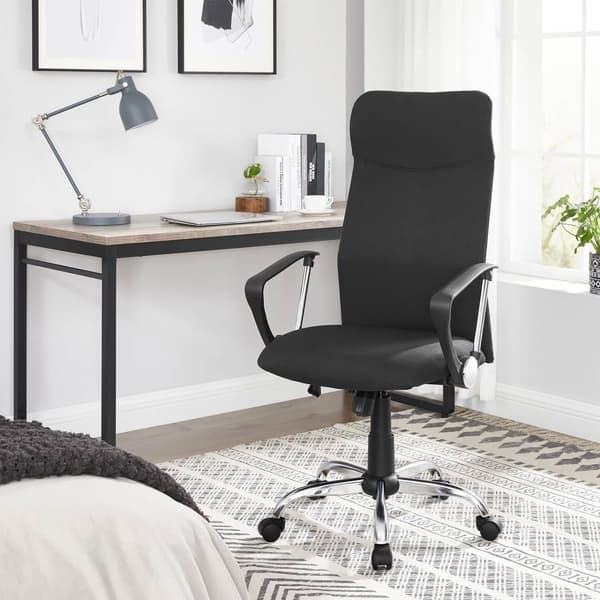Toimistotuoli Ergonominen kääntyvä tuoli Pehmustettu istuin Kangaspäällinen Säädettävä ja kallistettava jopa 120 kg kantavuus Musta