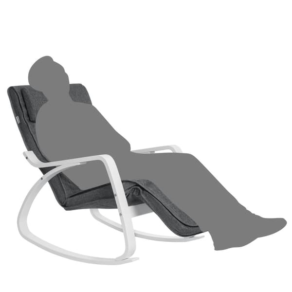 Gungstol av björkträ, avslappningsstol, fotstöd justerbart i 5 nivåer, överdrag av linneimitation, maxbelastning 150 kg, vardagsrum och sovrum, mörkg