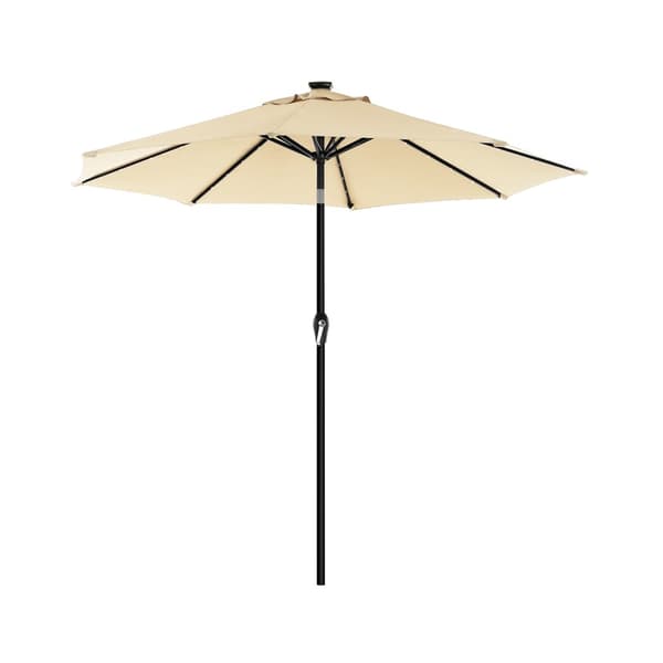 3 m Garden Parasol sateenvarjo aurinkoenergialla toimivilla LED-valoilla, aurinkovarjo UPF 50 + -suojalla, kallistus, kampikahva avaamiseen sulkemise