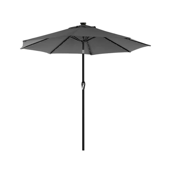 3 m Garden Parasol sateenvarjo aurinkoenergialla toimivilla LED-valoilla, aurinkovarjo UPF 50 + -suojalla, kallistus, kampikahva avaamiseen sulkemise