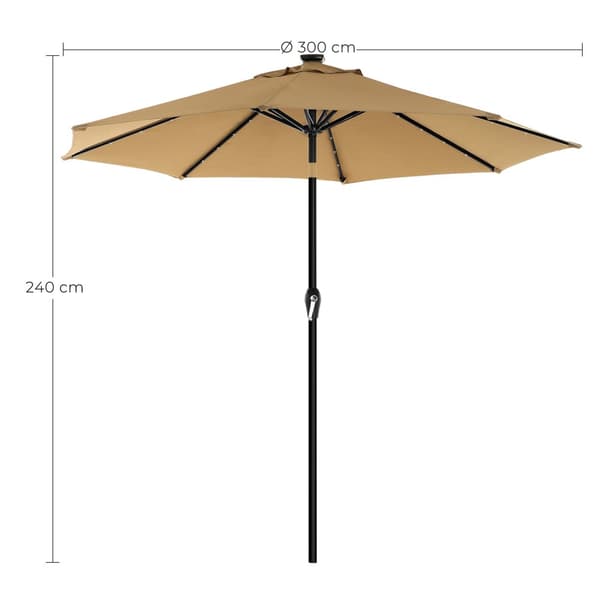 Parasoll med LED-solbelysning Taupe