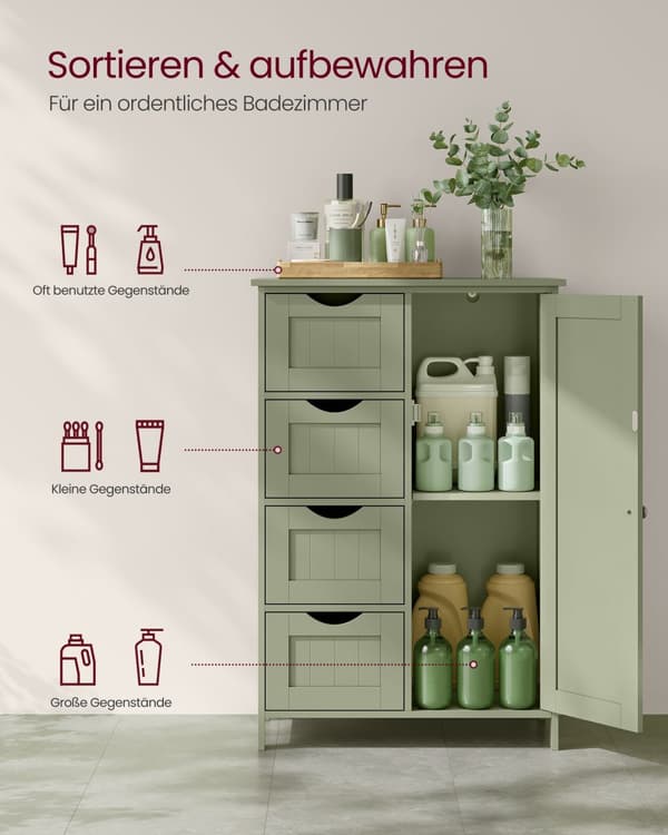 Badrumsskåp 4 lådor 30 x 55 x 82 cm skogsgrön