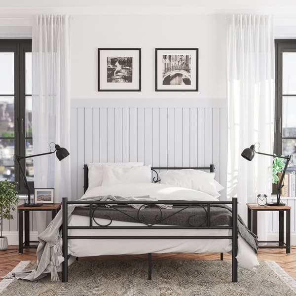 Sängram för dubbelsäng Metallsängram, passar 140 x 190 cm madrass, för vuxna barn, ingen resår behövs, enkel montering, för små utrymmen, svart RMB06