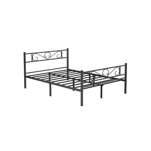 Sängram för dubbelsäng Metallsängram, passar 140 x 190 cm madrass, för vuxna barn, ingen resår behövs, enkel montering, för små utrymmen, svart RMB06
